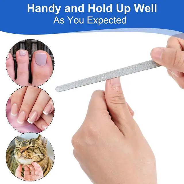 Alt view image 4 of 7 - 4Pcs Diamond Nail Files Stainless Steel Buffers, Metal Nail File with Sharp Pointed Tip for Natural Nails Double-Sided Manicure Pedicure Toenail Tools for Salon and Home
