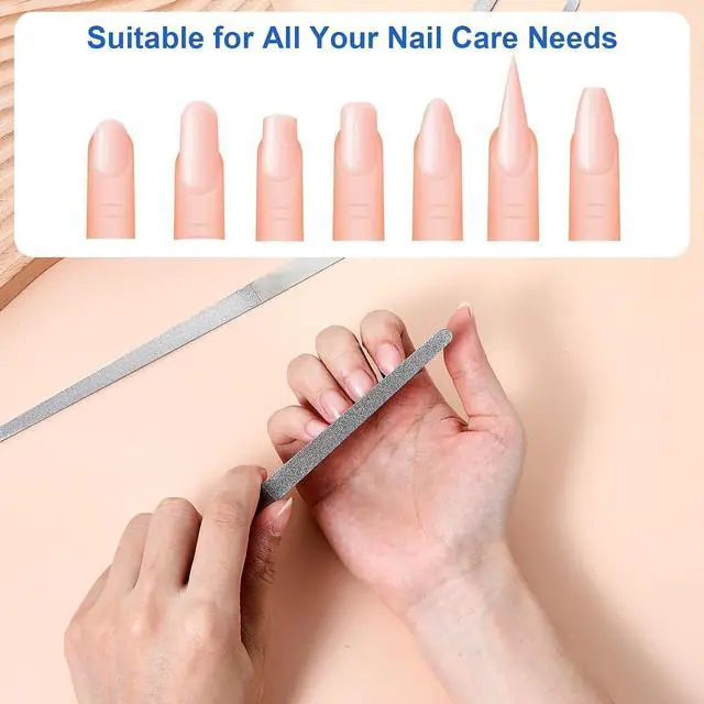 Alt view image 5 of 7 - 4Pcs Diamond Nail Files Stainless Steel Buffers, Metal Nail File with Sharp Pointed Tip for Natural Nails Double-Sided Manicure Pedicure Toenail Tools for Salon and Home