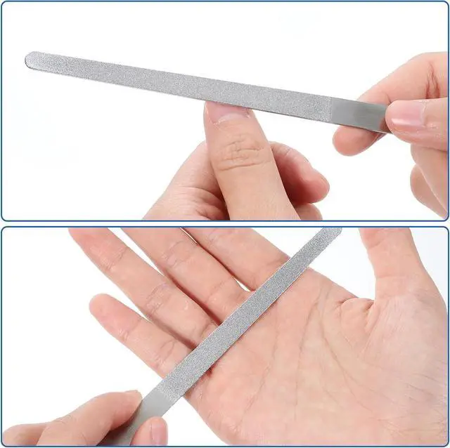 Alt view image 7 of 7 - 4Pcs Diamond Nail Files Stainless Steel Buffers, Metal Nail File with Sharp Pointed Tip for Natural Nails Double-Sided Manicure Pedicure Toenail Tools for Salon and Home