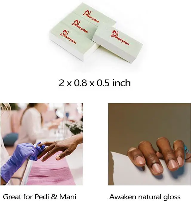 Alt view image 2 of 6 - Maryton Mini Nail Buffer Blocks, Disposable Salon Shine Kit, 36 Pcs | 400/6000 Grit, Buffers for Natural Nails, Green Side for Buffing, White Side for Shinning, Manicure & Pedicure