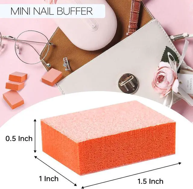 Alt view image 5 of 8 - Maryton Mini Nail Buffer Blocks - 80/100 Grit for Acrylic Nails, 50 Count | Professional Salon Orange Buffers, Buff Nails Prior to Application of Gel Polish, Acrylic, Manicure