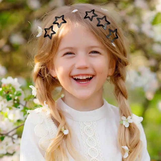 Alt view image 7 of 7 - 12PCS Metal Star Snap Hair Clips, 1.6 Inches Star Hair Clips for Kids Girls and Women, Silver/Gold/Black Star Snap Hair Barrettes, Non-Slip 2000s Y2K Star Cute Snap Hair Accessories(Black)