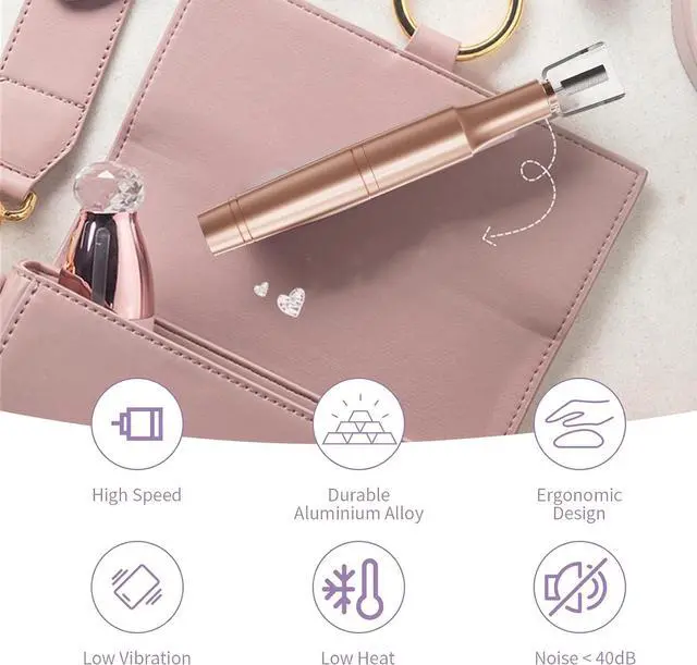 Alt view image 6 of 6 - Electric Nail Drill Kit for Acrylic & Gel Nails Professional Corded Nail File with Bits & Sanding Bands Portable Manicure Pedicure Tool for Buffing, Shaping, Exfoliation (Gold)