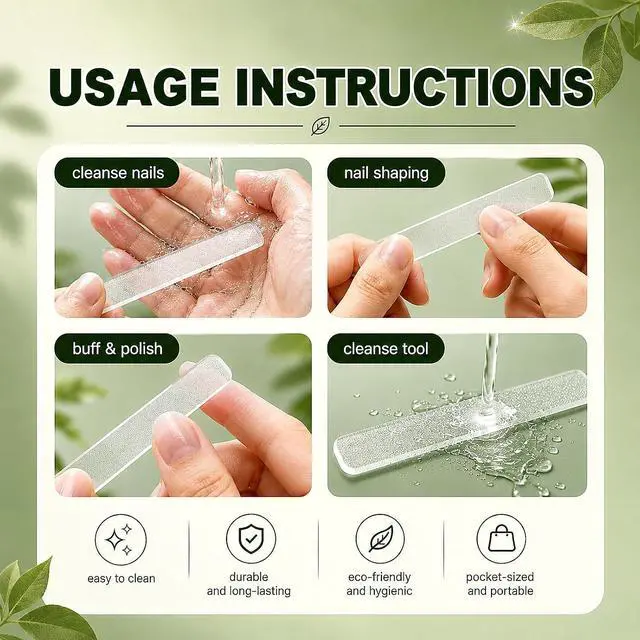 Alt view image 7 of 7 - Glass Nail File for Natural Nails, 2 Pcs | Long-Lasting Natural Shine, Premium Tempered Glass, Easy to Clean & Reusable, Portable Nail Care Tool, Salon-Grade Nail Kit