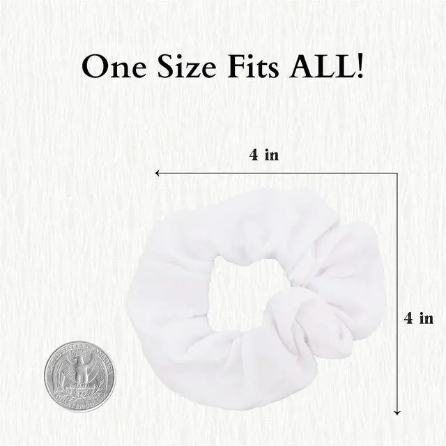 Alt view image 5 of 6 - Motique Accessories Solid Scrunchies for Women, Set of 2, White | Hair Ties for Ponytails & Buns, Soft Cotton Fabric, Gentle No-Crease Hold, Thick and Thin Hair