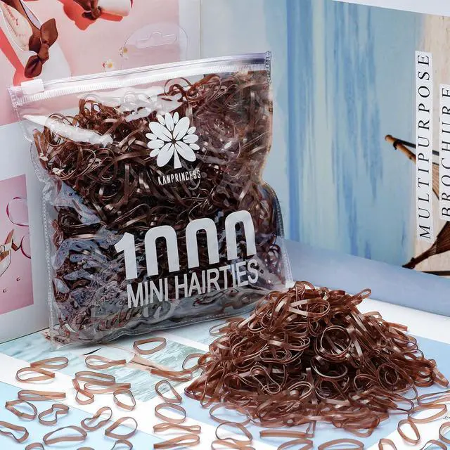 Alt view image 7 of 7 - Kanprincess 1000pcs Brown Mini Rubber Bands, Soft Small Hair Ties for Kids Toddlers Girls, Elastic Ponytail Accessories, No Damage Baby Hair Styling (Brown)