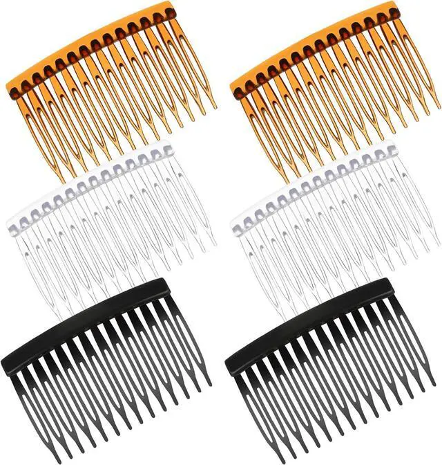 Main image of 6 Pieces French Side Comb, 14 Teeth Vintage Plastic Side Combs, Decorative Hair Clips for Women Girls Bridal Wedding Veil Fine Hair