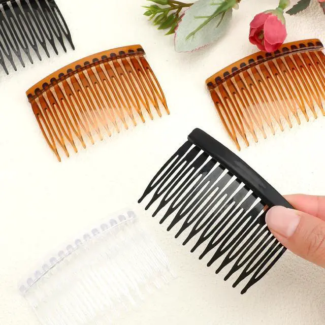 Alt view image 4 of 7 - 6 Pieces French Side Comb, 14 Teeth Vintage Plastic Side Combs, Decorative Hair Clips for Women Girls Bridal Wedding Veil Fine Hair