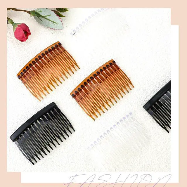 Alt view image 3 of 7 - 6 Pieces French Side Comb, 14 Teeth Vintage Plastic Side Combs, Decorative Hair Clips for Women Girls Bridal Wedding Veil Fine Hair