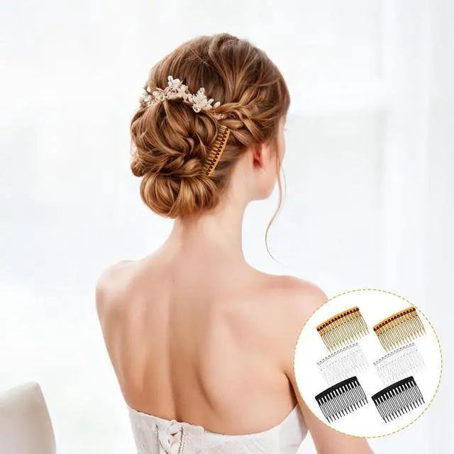 Alt view image 7 of 7 - 6 Pieces French Side Comb, 14 Teeth Vintage Plastic Side Combs, Decorative Hair Clips for Women Girls Bridal Wedding Veil Fine Hair