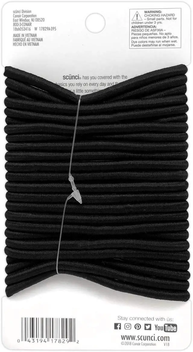 Alt view image 4 of 4 - Scunci Thick Hair Black Elastics, All day strong hold No-Damage, 5mm thickness, 24-Pieces per pack (2-Pack)