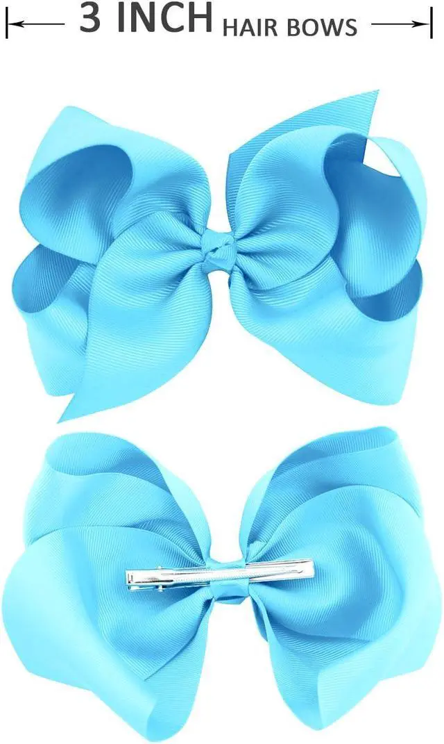Alt view image 3 of 4 - 3 Inch White Hair Bow Clips for Girls - Set of 2