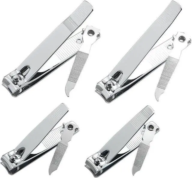 Main image of 4 Pcs Professional Stainless Steel Toenail Clipper and Fingernails by QLL - Swing Out Nail Cleaner/File - Sharpest Stainless Steel Clipper - Wide Easy Press Lever - Best Quality Nail Cutter