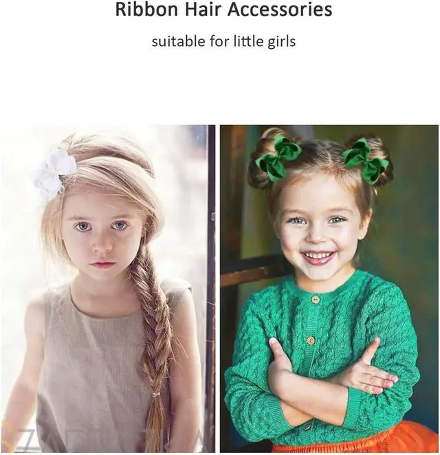 Alt view image 2 of 4 - 3 Inch White Hair Bow Clips for Girls - Set of 2