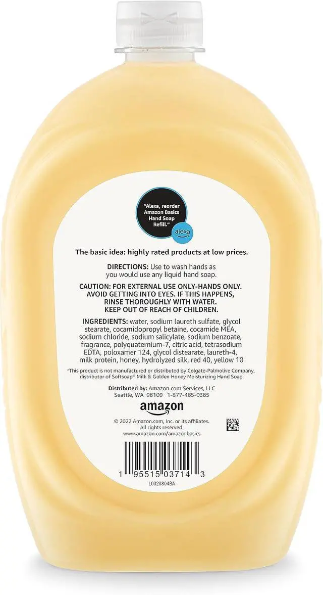 Alt view image 2 of 5 - Amazon Basics Liquid Hand Soap Refill, Milk and Honey Scent, Triclosan-Free, pH Balanced, Dermatologist Tested, 50 Fluid Ounces