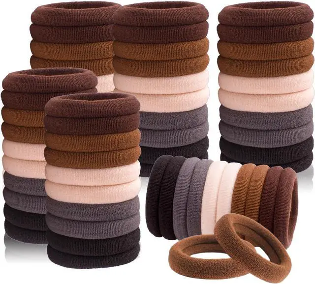 Main image of Hair Ties for No Damage, 100 PCS Soft Seamless Cotton | Nylon Elastic Ponytail Holders, Rubber Bands for Thick Hair, Hair Accessories for Girls & Women