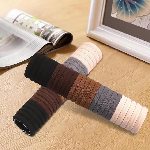 Alt view image 4 of 7 - Hair Ties for No Damage, 100 PCS Soft Seamless Cotton | Nylon Elastic Ponytail Holders, Rubber Bands for Thick Hair, Hair Accessories for Girls & Women