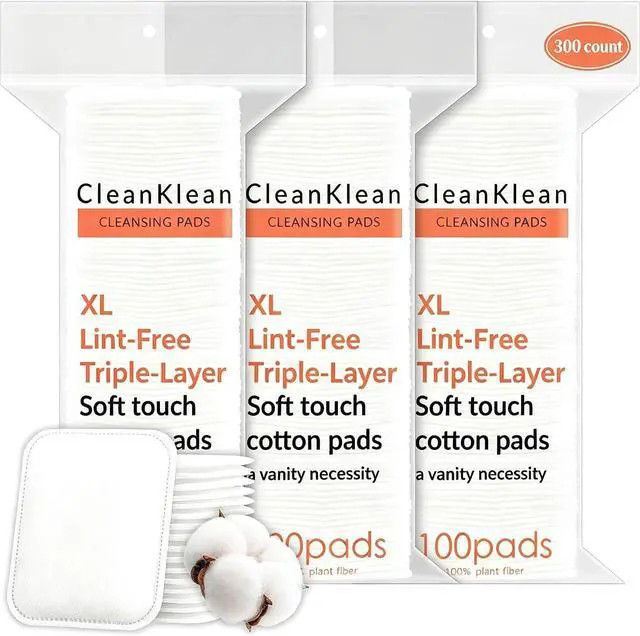 Main image of Large Cotton Pads for Face 300 Count, Makeup Remover Pads for Sensitive Skin Soft & Lint-Free Ultra-Absorbent Hypoallergenic Cotton Rounds for Face, Unique Three-Layer Upgraded Edge Stitching