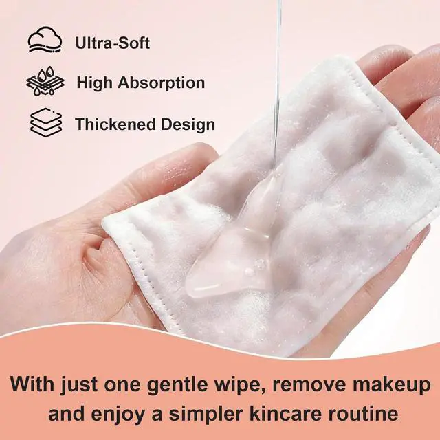 Alt view image 3 of 5 - Large Cotton Pads for Face 300 Count, Makeup Remover Pads for Sensitive Skin Soft & Lint-Free Ultra-Absorbent Hypoallergenic Cotton Rounds for Face, Unique Three-Layer Upgraded Edge Stitching