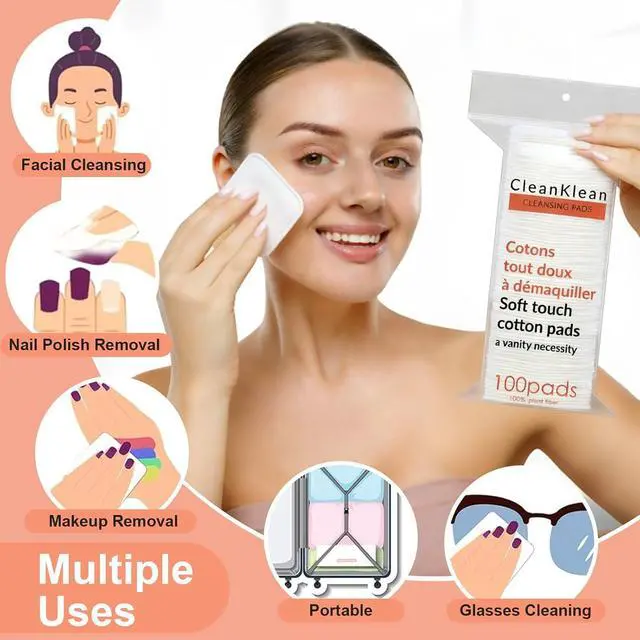 Alt view image 5 of 5 - Large Cotton Pads for Face 300 Count, Makeup Remover Pads for Sensitive Skin Soft & Lint-Free Ultra-Absorbent Hypoallergenic Cotton Rounds for Face, Unique Three-Layer Upgraded Edge Stitching