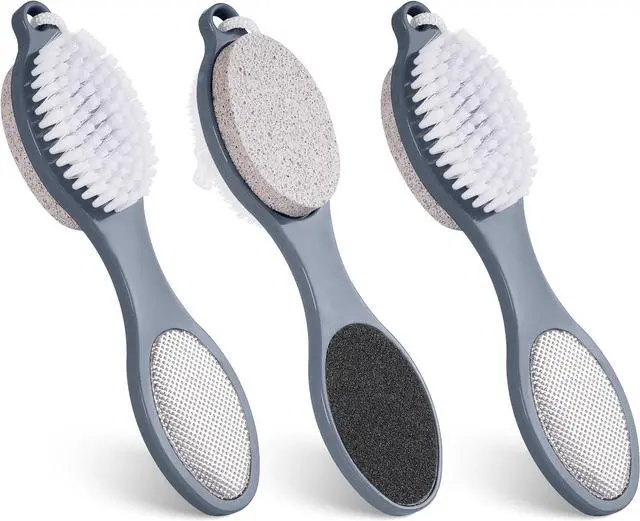Main image of 3 Pcs 4 in 1 Foot Brush for Use in Shower with Pumice Stone, Foot Rasp and Sandpaper, Foot Scrubber Brush for Feet, Dead Skin Remover for Foot Care