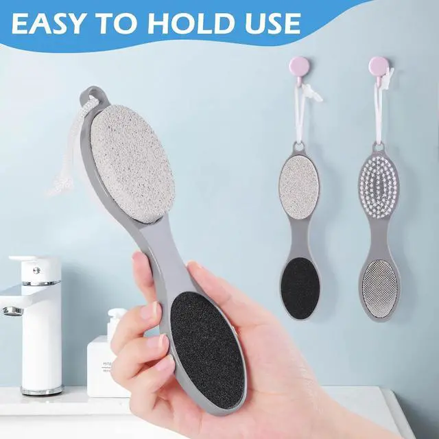 Alt view image 2 of 7 - 3 Pcs 4 in 1 Foot Brush for Use in Shower with Pumice Stone, Foot Rasp and Sandpaper, Foot Scrubber Brush for Feet, Dead Skin Remover for Foot Care