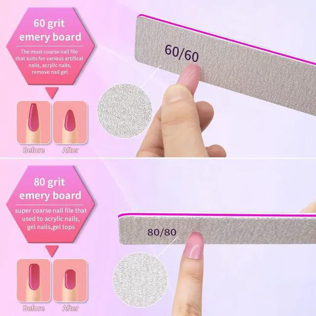 Alt view image 2 of 7 - Heavy Duty Nail Files 100/100 Grit Nail Files for Gel Nails Professional Strong Nail Filer Manicure Styling Tools for Salon Use