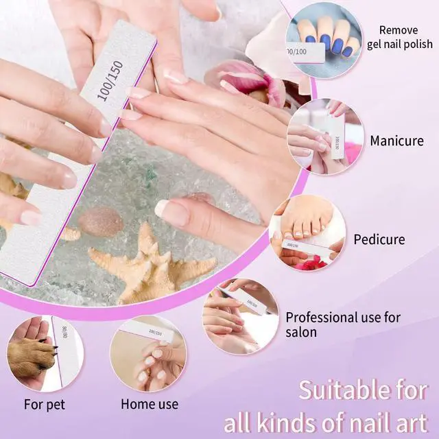 Alt view image 6 of 7 - Heavy Duty Nail Files 100/100 Grit Nail Files for Gel Nails Professional Strong Nail Filer Manicure Styling Tools for Salon Use