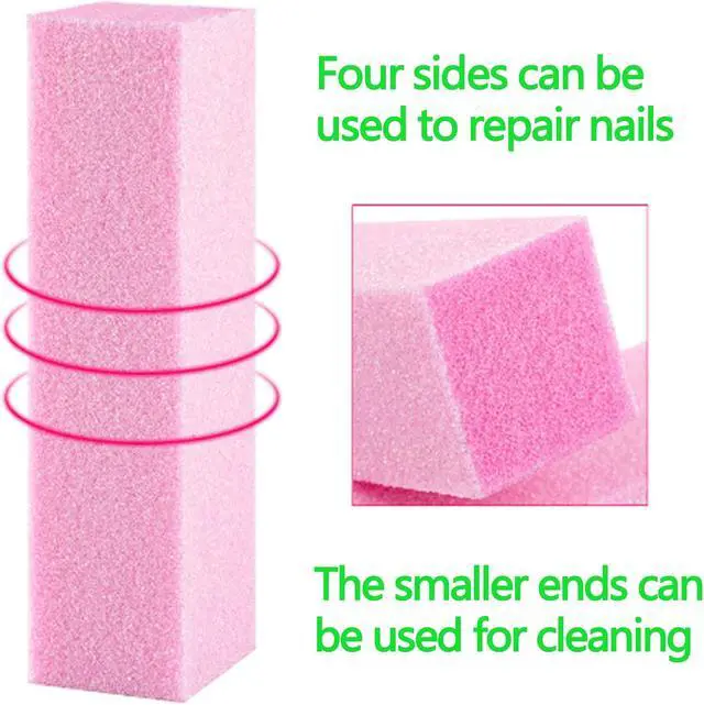 Alt view image 2 of 6 - 20pcs Nail Buffer Blocks 4Sides,120Grit Pedicure Manicure Buffer Kits Pink