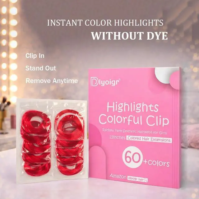 Alt view image 5 of 7 - Red Clip In Hair Extensions 12PCS, 22 Inch Heat Resistant Hair for Women | Natural Looking, Soft Silky Fiber, Secure Clips, Reusable, Parties, Festivals, Cosplay & Daily Wear