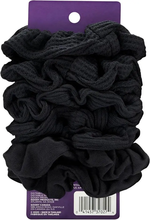 Alt view image 2 of 7 - Goody Ouchless Jersey Scrunchies, 8 Ct, Black, Damage-Free, Dentless & Secure Hold Ties, Gentle Hair Accessories for Women & Men, All Day Comfort, All Hair Types