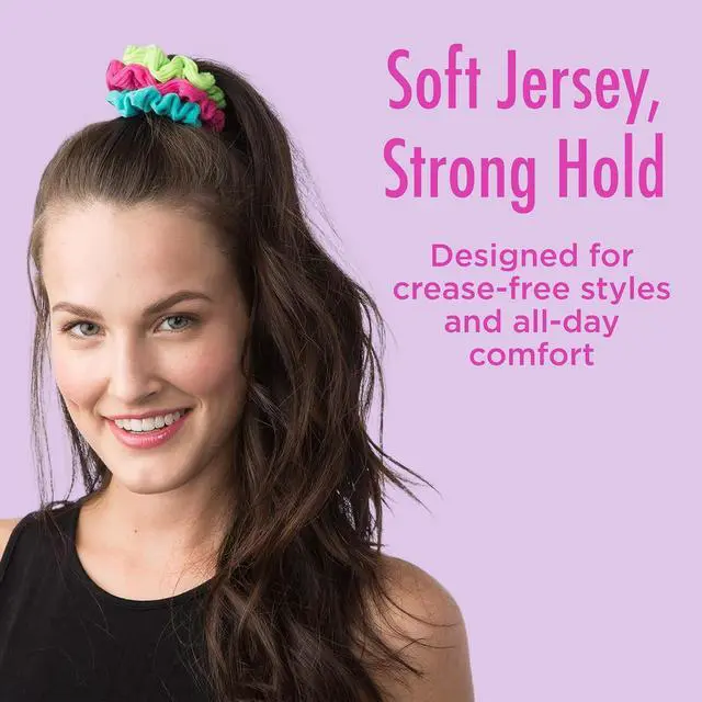 Alt view image 7 of 7 - Goody Ouchless Jersey Scrunchies, 8 Ct, Black, Damage-Free, Dentless & Secure Hold Ties, Gentle Hair Accessories for Women & Men, All Day Comfort, All Hair Types