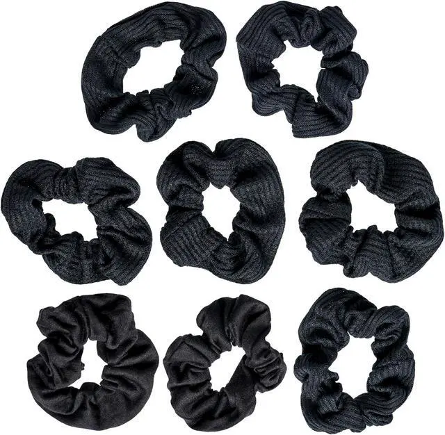 Alt view image 6 of 7 - Goody Ouchless Jersey Scrunchies, 8 Ct, Black, Damage-Free, Dentless & Secure Hold Ties, Gentle Hair Accessories for Women & Men, All Day Comfort, All Hair Types