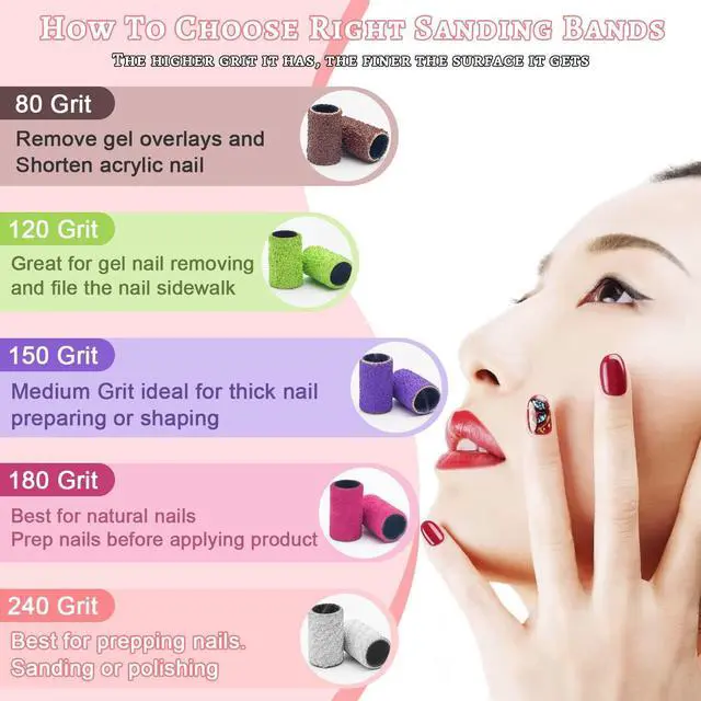Alt view image 3 of 7 - 100Pcs Nail Sanding Bands for Nail Drill 240Grit, Fine Grit Nail Sanding Bands for Nail Drill with 3/32 Nail Sanding Bit for Natural Nail, Nail Drill Sanding Bands Set for Manicure & Pedicure