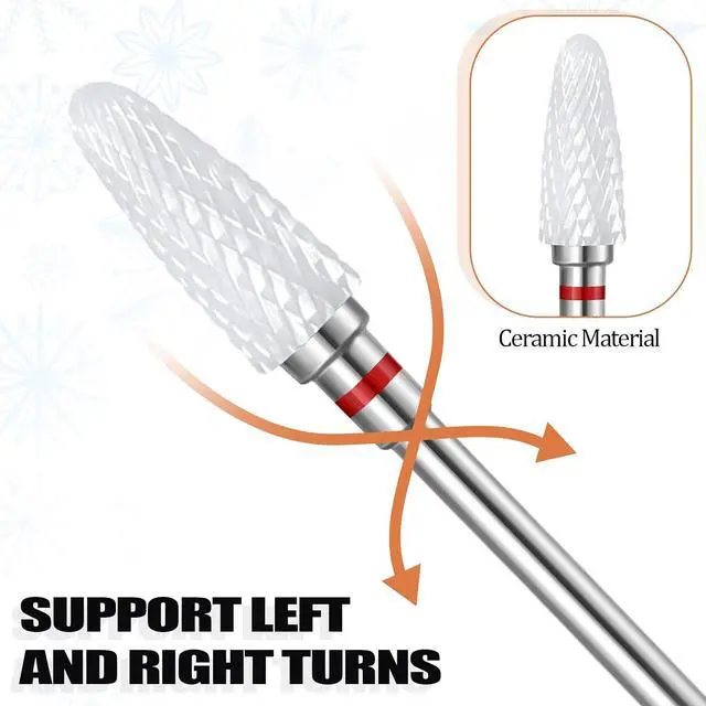 Alt view image 3 of 7 - Ceramic Nail Drill Bit, 3/32'' Professional Acrylic Nail File Flame Drill Bit White Ceramic Cone File Bit for Nail Art,Manicure,Pedicure,Gel,Cuticle Nail Polishing, Beginners Bits