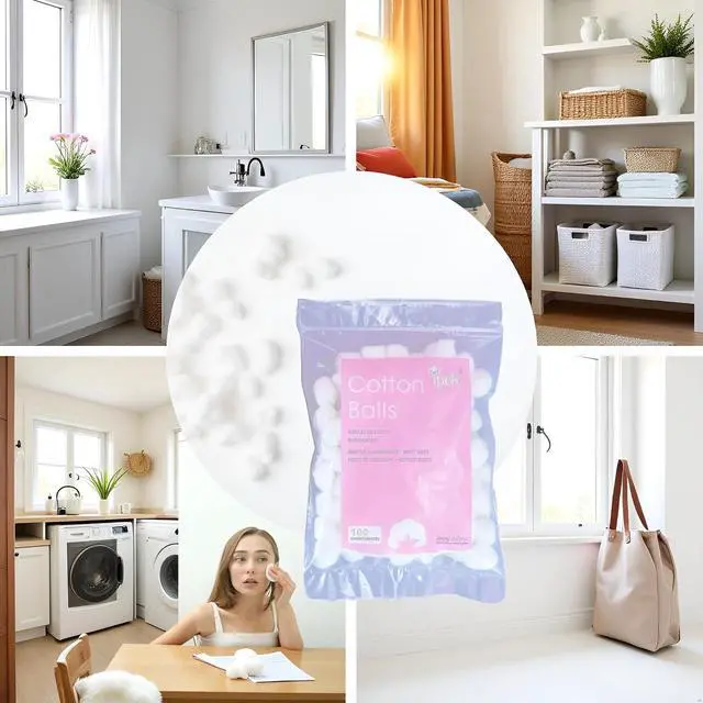 Alt view image 5 of 7 - White Cotton Balls - Soft Cotton Wool | House Necessary Absorbent Delicate Lightweight Cotton Balls and Swabs for Sensitive Skin Household Needs Outdoor Traveling Everyday Use