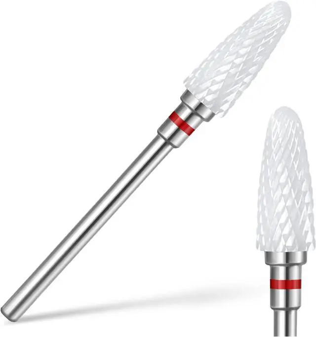 Main image of Ceramic Nail Drill Bit, 3/32'' Professional Acrylic Nail File Flame Drill Bit White Ceramic Cone File Bit for Nail Art,Manicure,Pedicure,Gel,Cuticle Nail Polishing, Beginners Bits