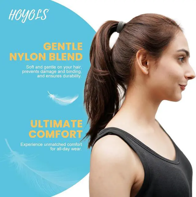 Alt view image 3 of 7 - HOYOLS Soft Hair Ties No Damage, 100 pcs Seamless Ponytail Holders | Soft Fabric Seamless Brown Bands with Tangle-Free, Gentle Hold for Thin, Thick Hair Ponytails, Buns and Braids