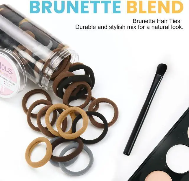 Alt view image 5 of 7 - HOYOLS Soft Hair Ties No Damage, 100 pcs Seamless Ponytail Holders | Soft Fabric Seamless Brown Bands with Tangle-Free, Gentle Hold for Thin, Thick Hair Ponytails, Buns and Braids