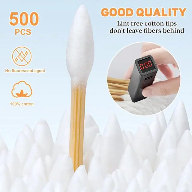 Alt view image 3 of 7 - 500pcs Pointed Cotton Swabs with Storage Case, 6 inch Precision Gun Cleaning Swabs, Lint Free Bamboo Handle Long Cotton Swabs for Gun Cleaning, Makeup & Electronics