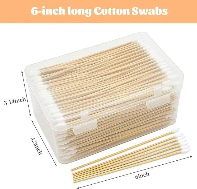 Alt view image 2 of 7 - 500pcs Pointed Cotton Swabs with Storage Case, 6 inch Precision Gun Cleaning Swabs, Lint Free Bamboo Handle Long Cotton Swabs for Gun Cleaning, Makeup & Electronics
