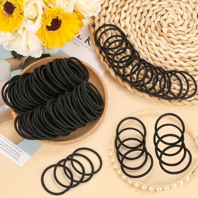 Alt view image 5 of 7 - Anezus 200 Pcs Hair Ties for Women Girls Hair Elastics Hair Bands Ponytail Holders Hair Rubber Bands for Thick Straight Curly Hair (Black)