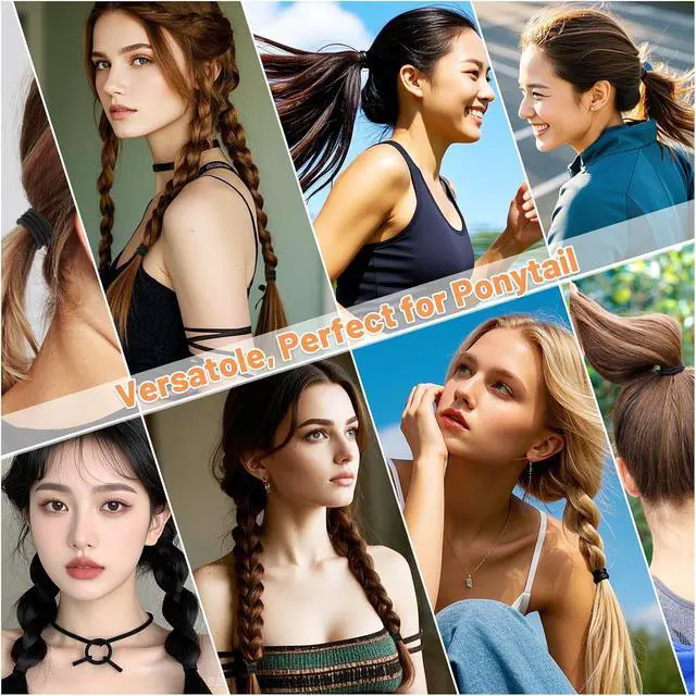Alt view image 7 of 7 - Anezus 200 Pcs Hair Ties for Women Girls Hair Elastics Hair Bands Ponytail Holders Hair Rubber Bands for Thick Straight Curly Hair (Black)