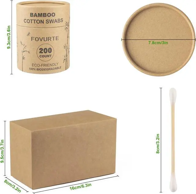 Alt view image 5 of 7 - Bamboo Cotton Swabs 400 count, Organic Cotton Swab Round Tips, Natural Wooden Cotton Buds for Ears, Double Heads Ear Sticks Travel, Makeup Remover