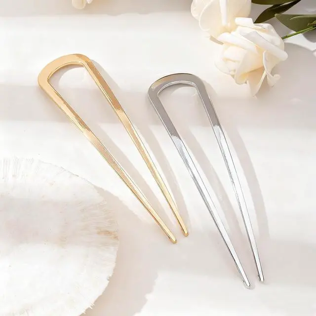 Alt view image 3 of 7 - 2 PCS U-Shaped Large 5.5 Inch metal hair pin,french hair pin,french hairpin,u pins for hair bun,hair pins for styling,hair pins for thick hair,bun pins