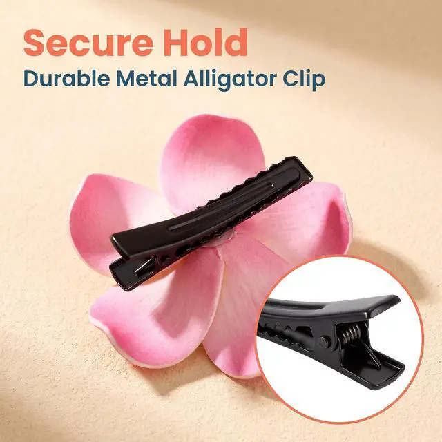 Alt view image 2 of 7 - 10 Pcs Colorful Hawaii Plumeria Flower Clips Hawaiian Flower Hair Barrettes Beach Party Hair Clips Artificial Tropical Hairpins for Wedding Hair Clips