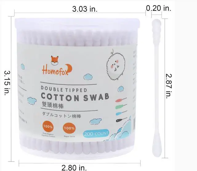 Alt view image 2 of 7 - Cotton Swabs Spiral Slim - 400 Count Organic Cotton Buds Double Side Tightly Wrapped Cotton Tips Paper Stick Soft Gentle Lint-Free Cruelty-Free, Round & Spiral (White)