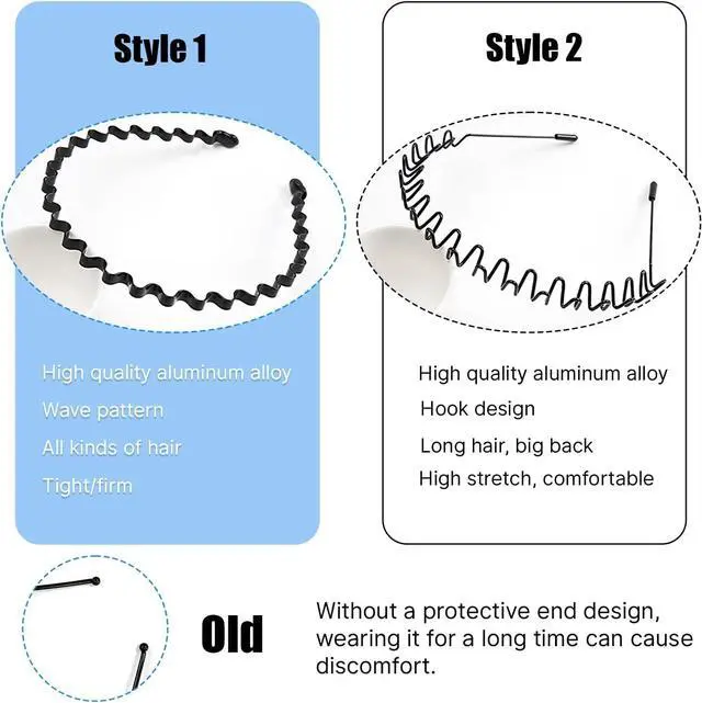 Alt view image 2 of 6 - 3 Pack Headbands for Men and Women,Metal Hair Band Non Slip,Comfortable Comb Headband with Teeth for Sports Washing Face(Black)