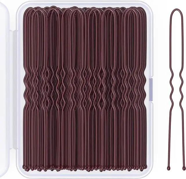Main image of 2.8 Inch U Shaped Hair Pins for Women Girls, Long Hair Pin Bobby Pin for Secure Bun Hairstyles, 100 Count (Brown)