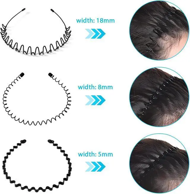 Alt view image 5 of 6 - 3 Pack Headbands for Men and Women,Metal Hair Band Non Slip,Comfortable Comb Headband with Teeth for Sports Washing Face(Black)